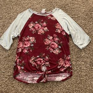 burgundy floral top